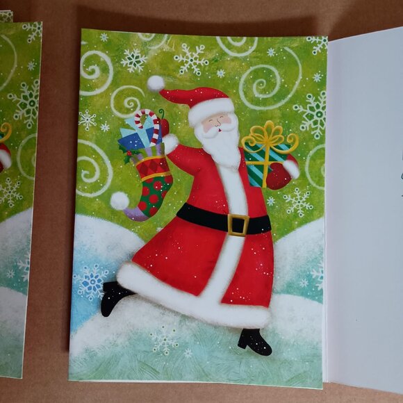 10 unused Christmas cards with envelopes Santa with gifts - Picture 2 of 5